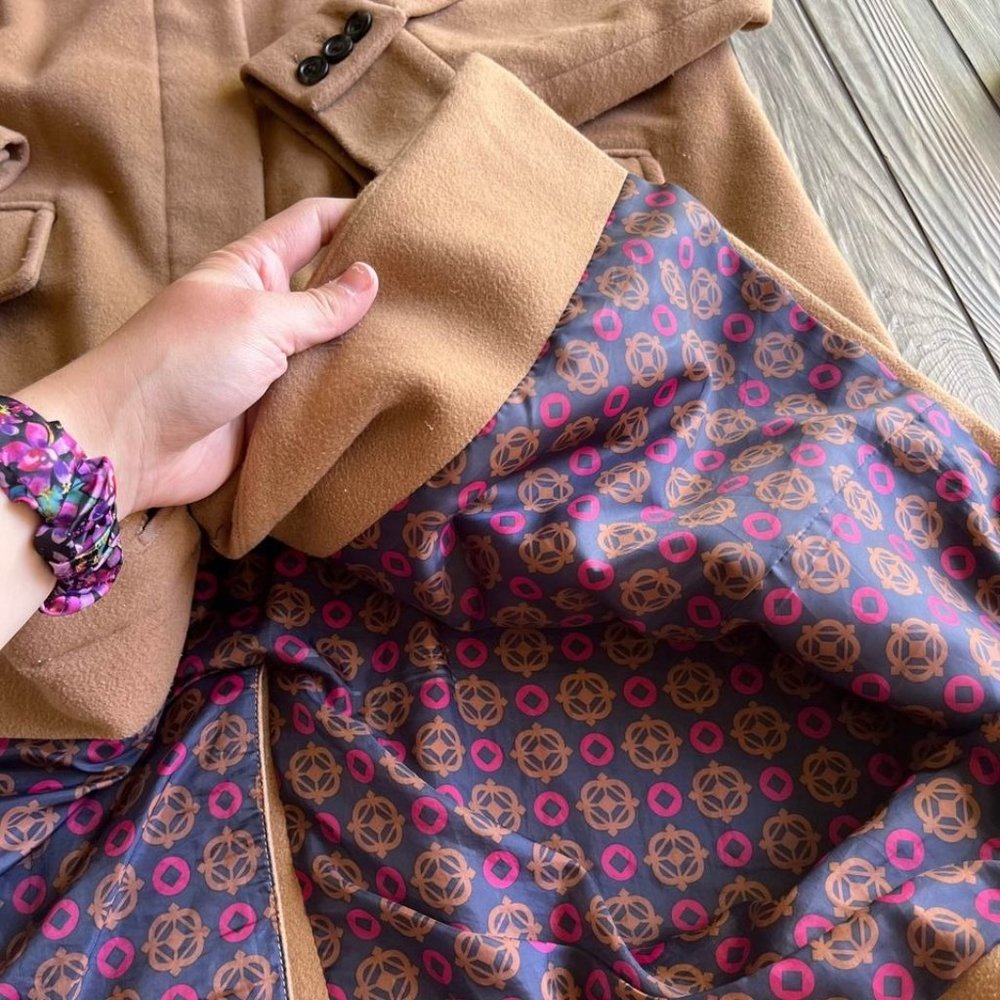 Women's Classic Camel Wool-Blend Coat - Picture 6 of 10
